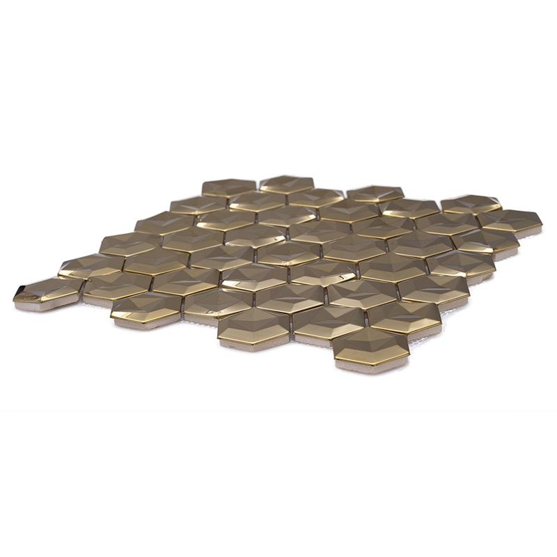 Gold Hexagon 3D Mosaic Tile TilesDecor