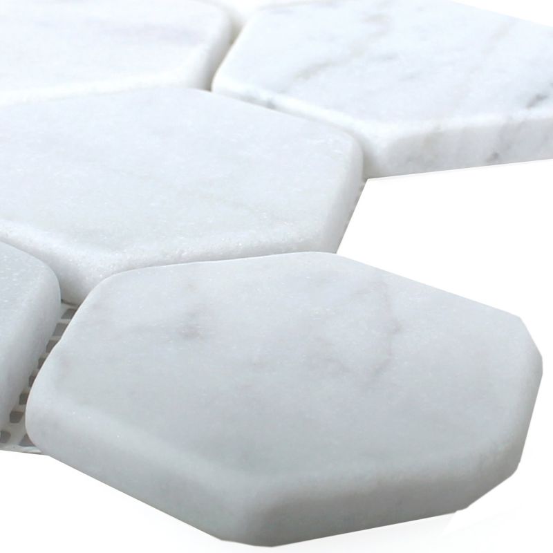 Carrara White Hexagon Marble Mosaic Tiles Mosafil TM34141 Axel MOS HXN 2000