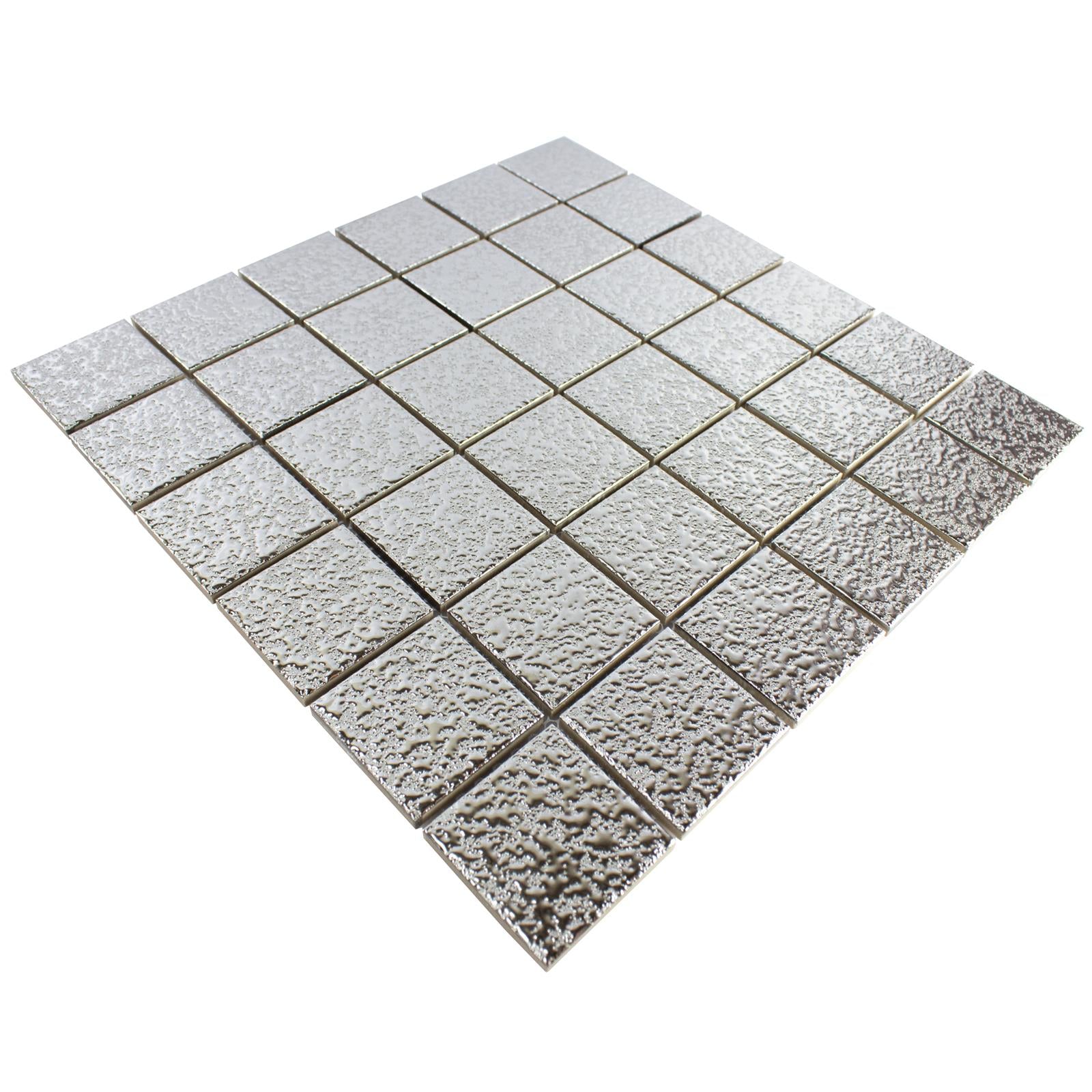 Crackle Silver Ceramic Mosaic TilesDecor