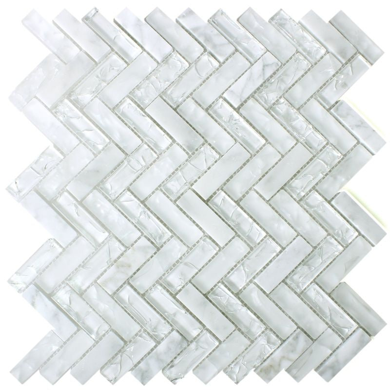Malawi White Natural Stone Herringbone Mosaic Mosafil Axel XIC HB1511