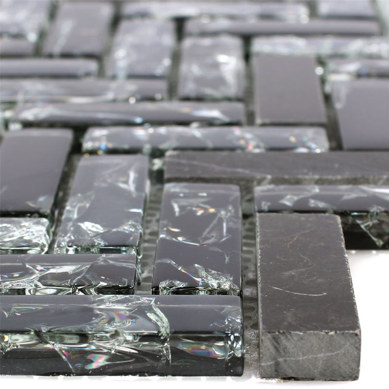 Malawi Black Fish Bone Natural Stone Mosaic Mosafil TM34272 Axel XIC HB1528