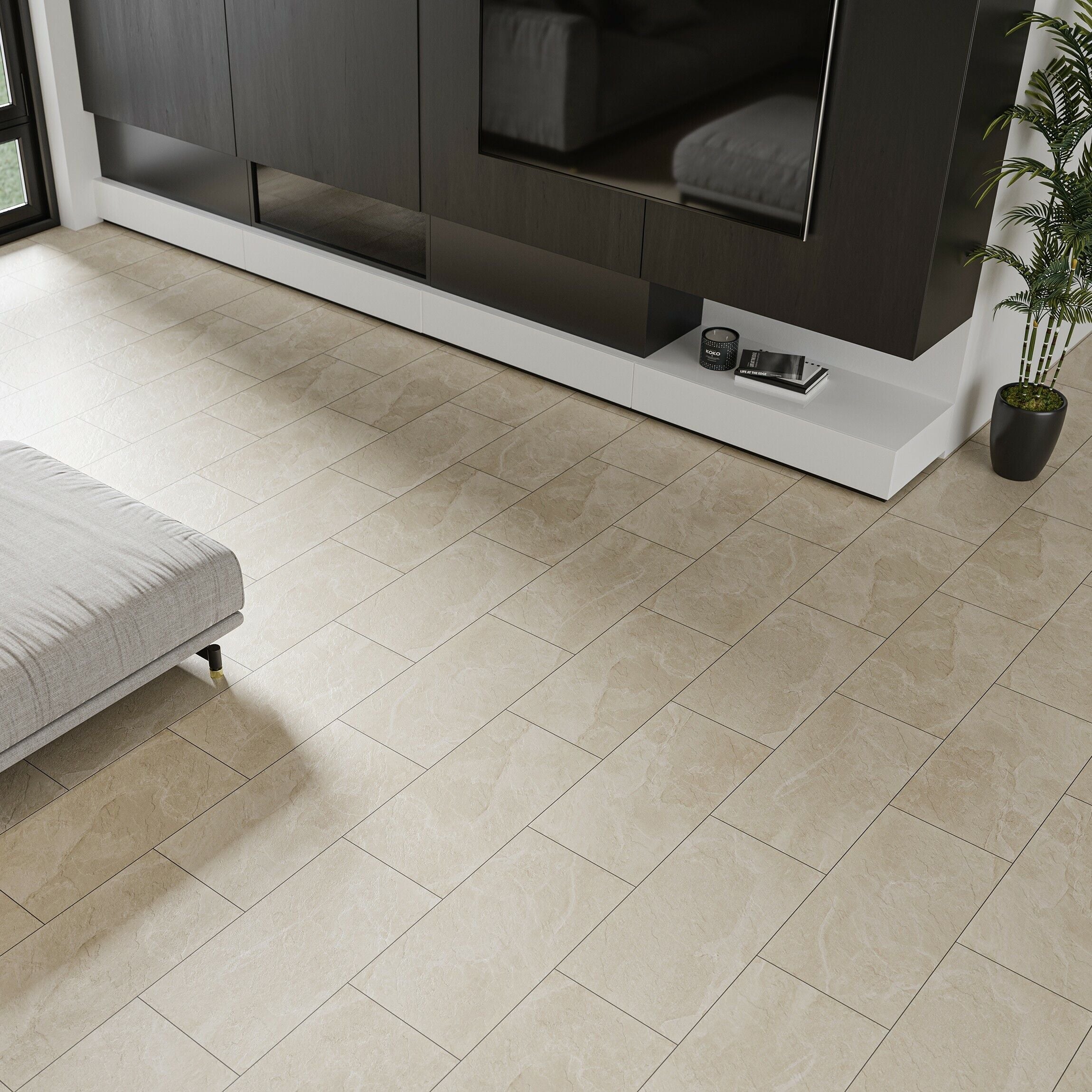 Ark Slate Ivory Honeycomb Stone Effect 30x60cm Porcelain Wall and Floor Tile TilesDecor