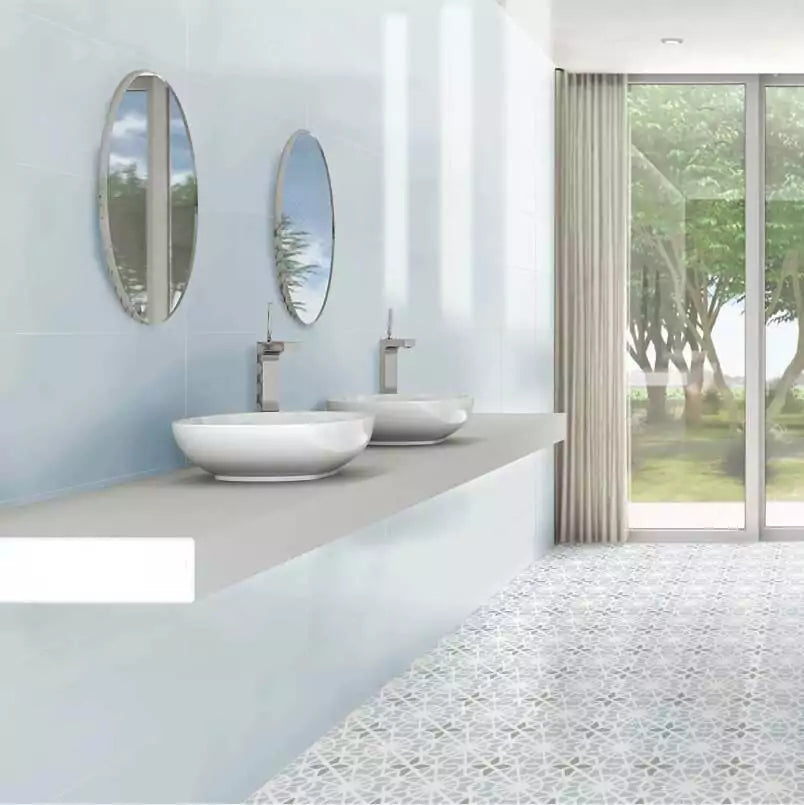 Chloe Light Blue Start Soft Patterned Floor Ceramic Tile TilesDecor