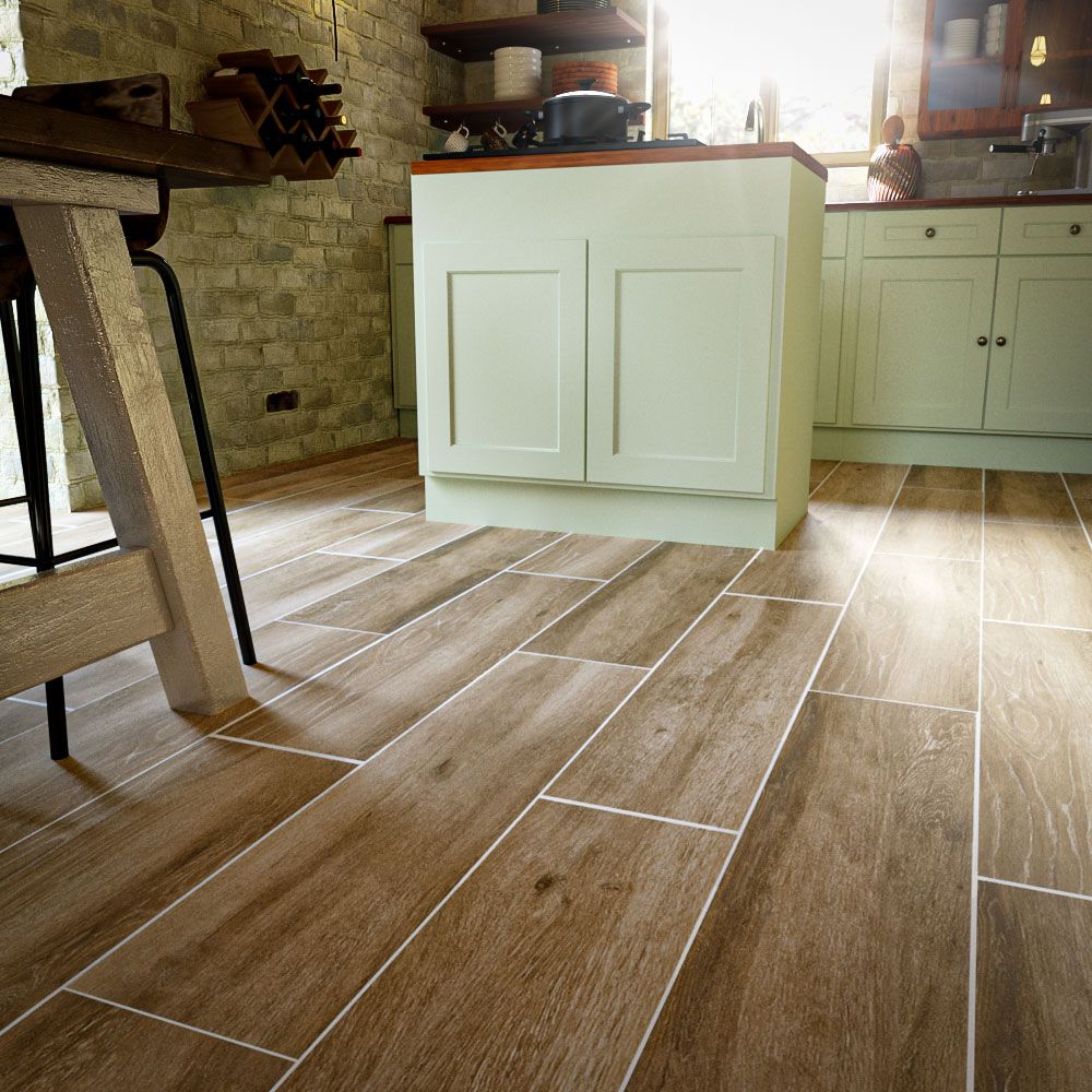 Choo Natural Brown Oak Porcelain Wood Effect 15x58cm Wall and Floor Tile TilesDecor