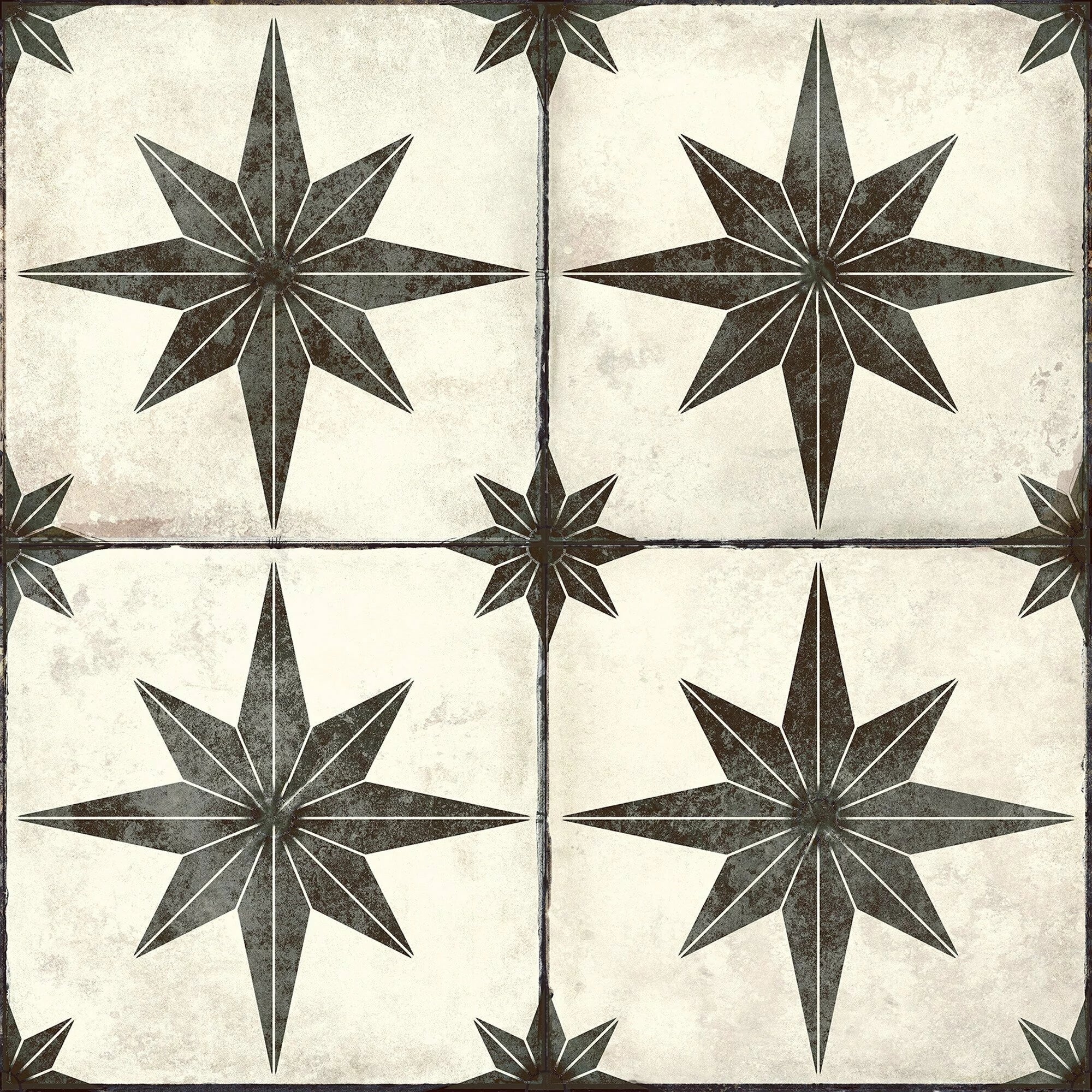 Compass Black and White Pattern Floor Ceramic Tile TilesDecor