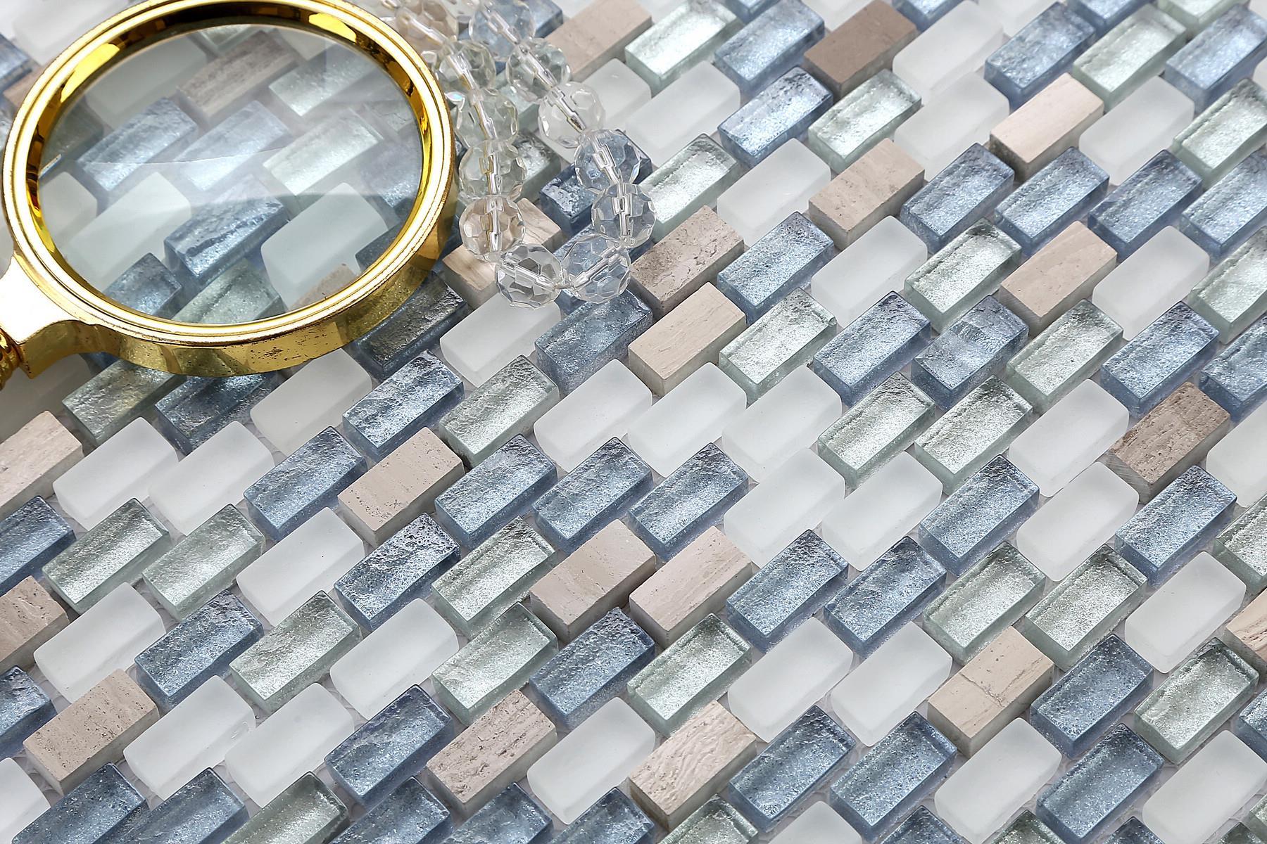 Costal Blue Brick Mosaic Wall Tile TilesDecor
