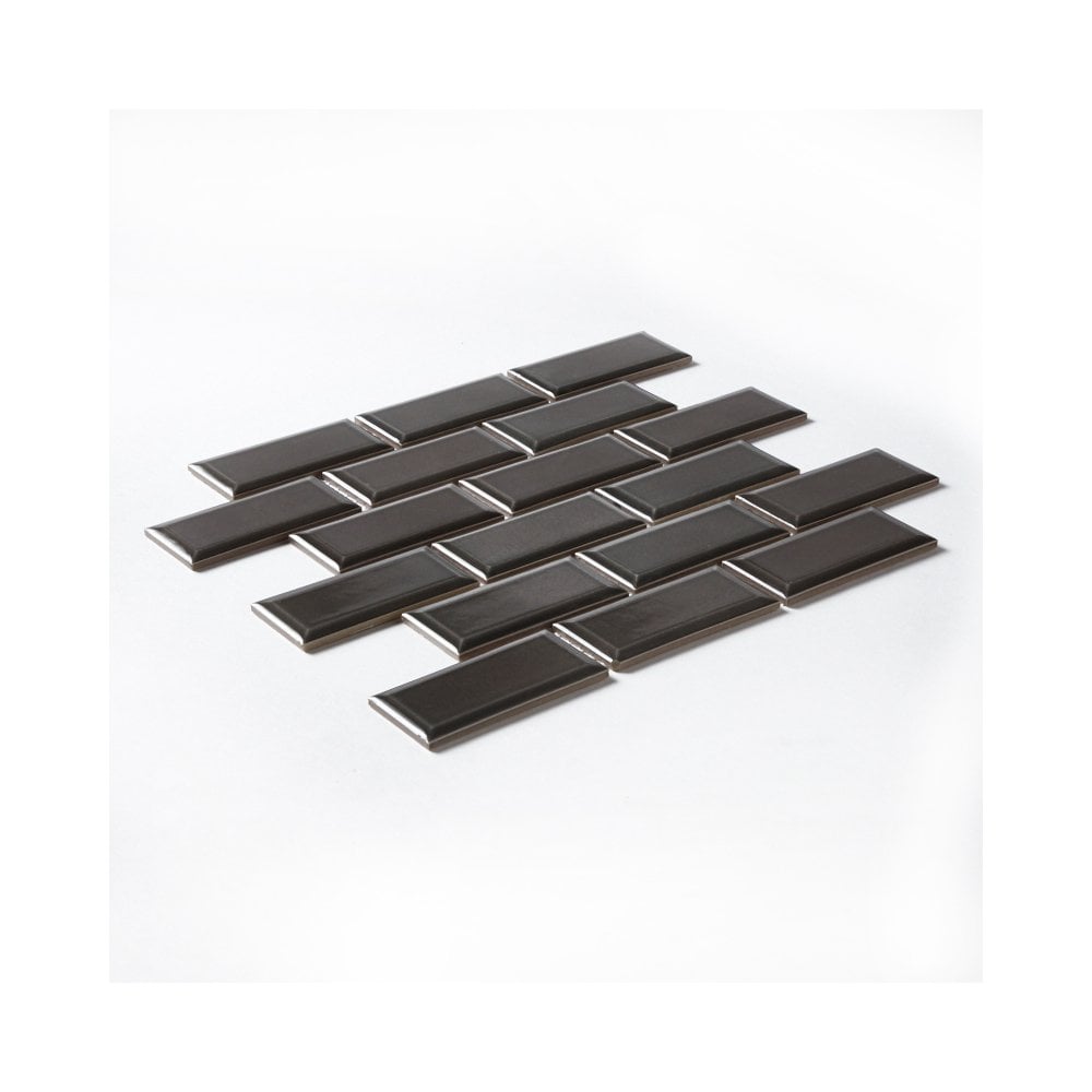Dark Grey Bevelled Metro Ceramic Mosaic Wall Tile TilesDecor
