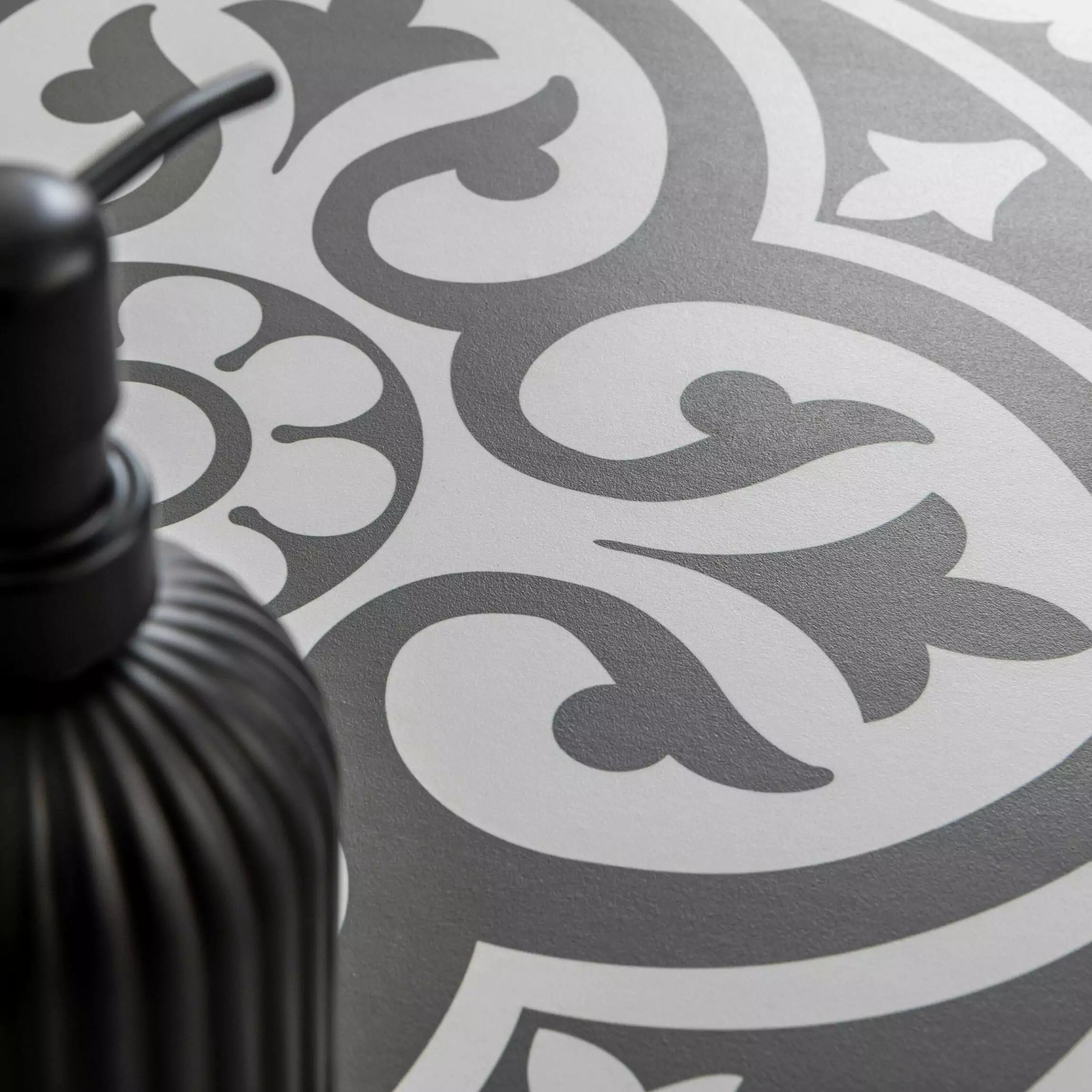 Devonstone Black Pattern Wall and Floor Ceramic 45x45cm Tile TilesDecor