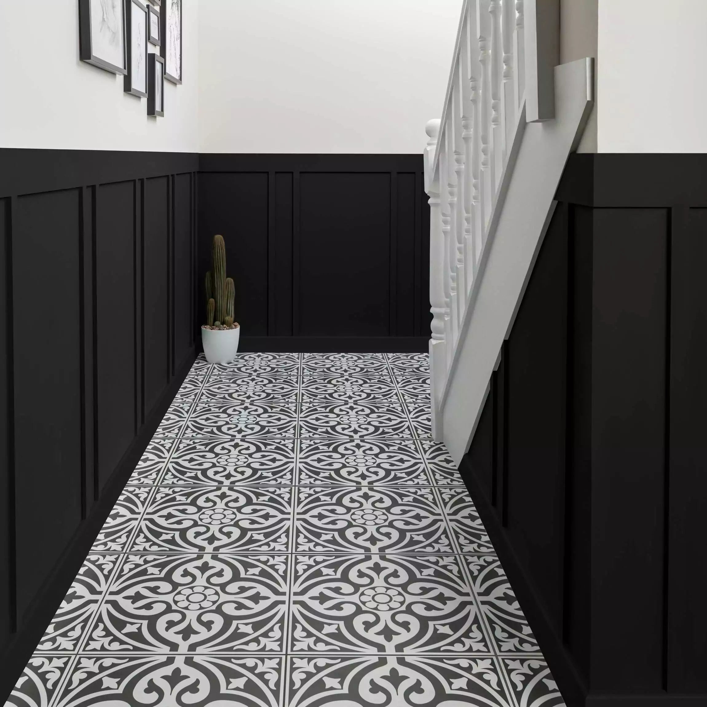 Devonstone Black Pattern Wall and Floor Ceramic 45x45cm Tile TilesDecor