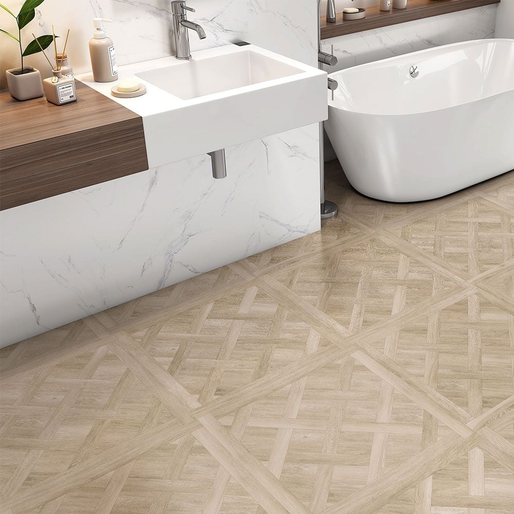 Homer Parquet Blonde Oak 600x600mm Wood Effect Floor Tile TilesDecor