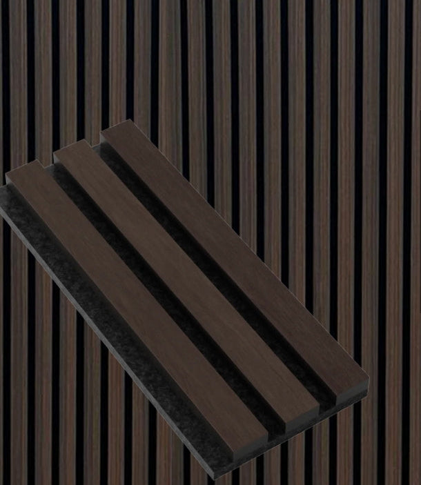 LuxPanel Walnut Dark Brown Acoustic Wood Wall Panels TilesDecor
