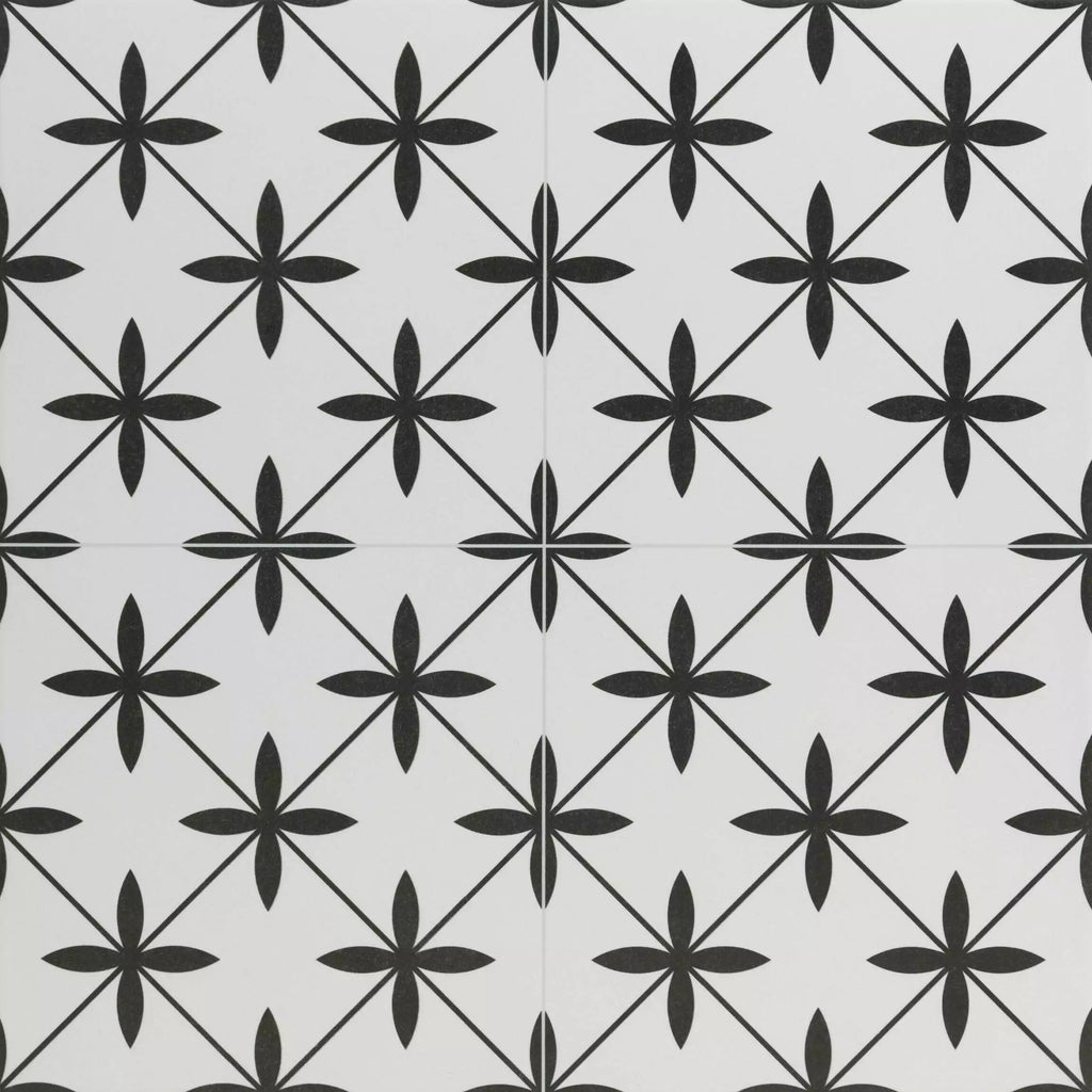 Maple Black Star Patterned Ceramic Floor 450x450mm Tile TilesDecor
