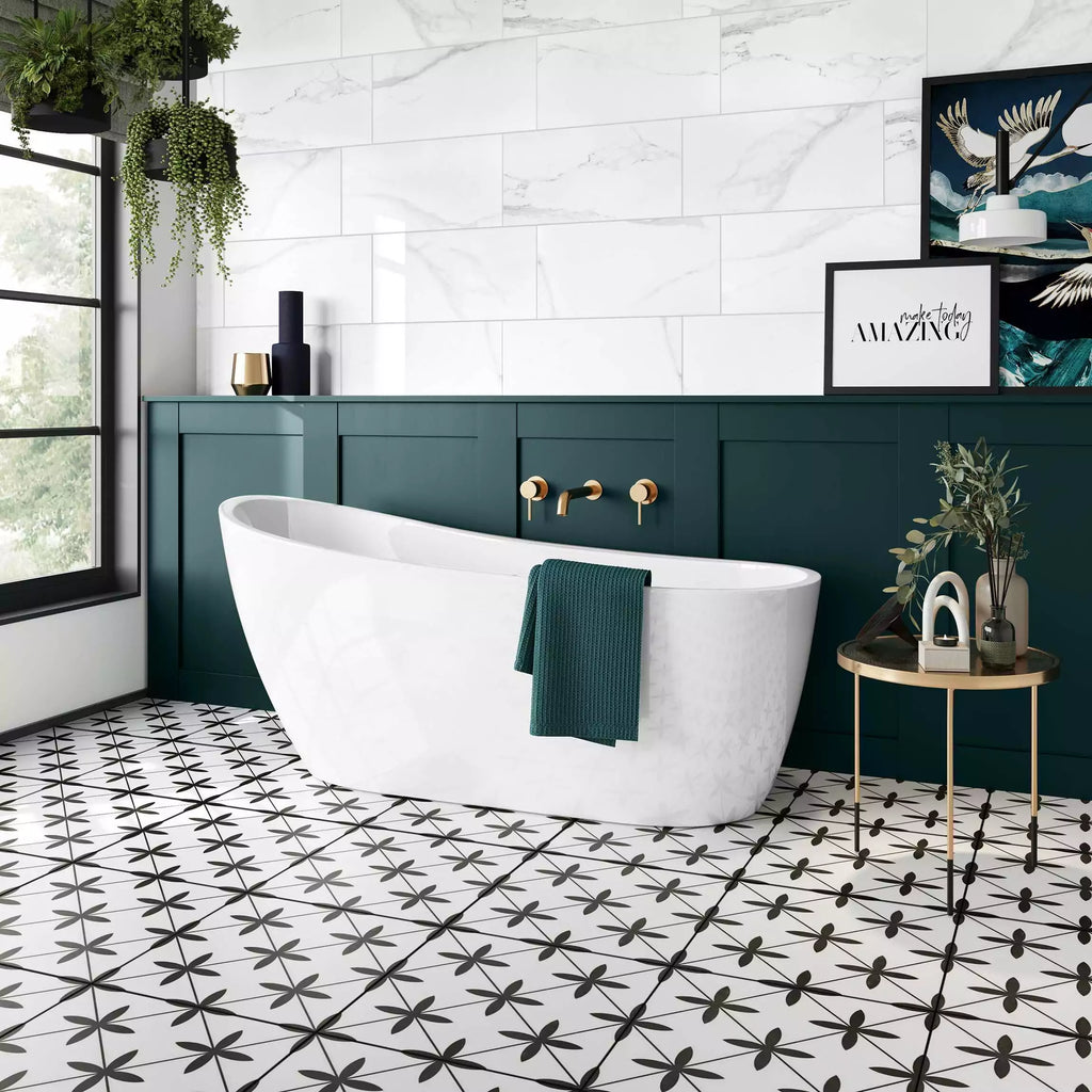 Maple Black Star Patterned Ceramic Floor 450x450mm Tile TilesDecor
