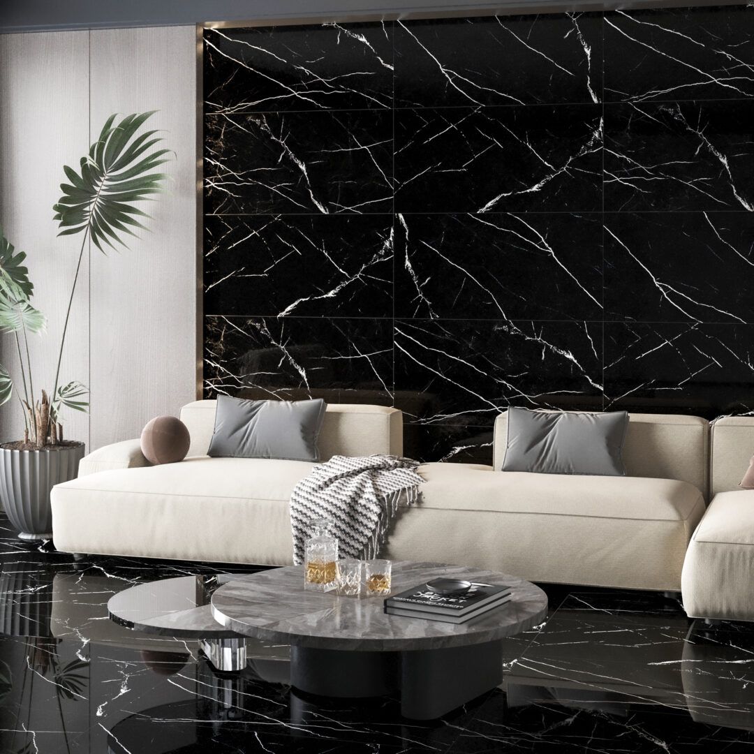 Black Polished Porcelain Tile TilesDecor