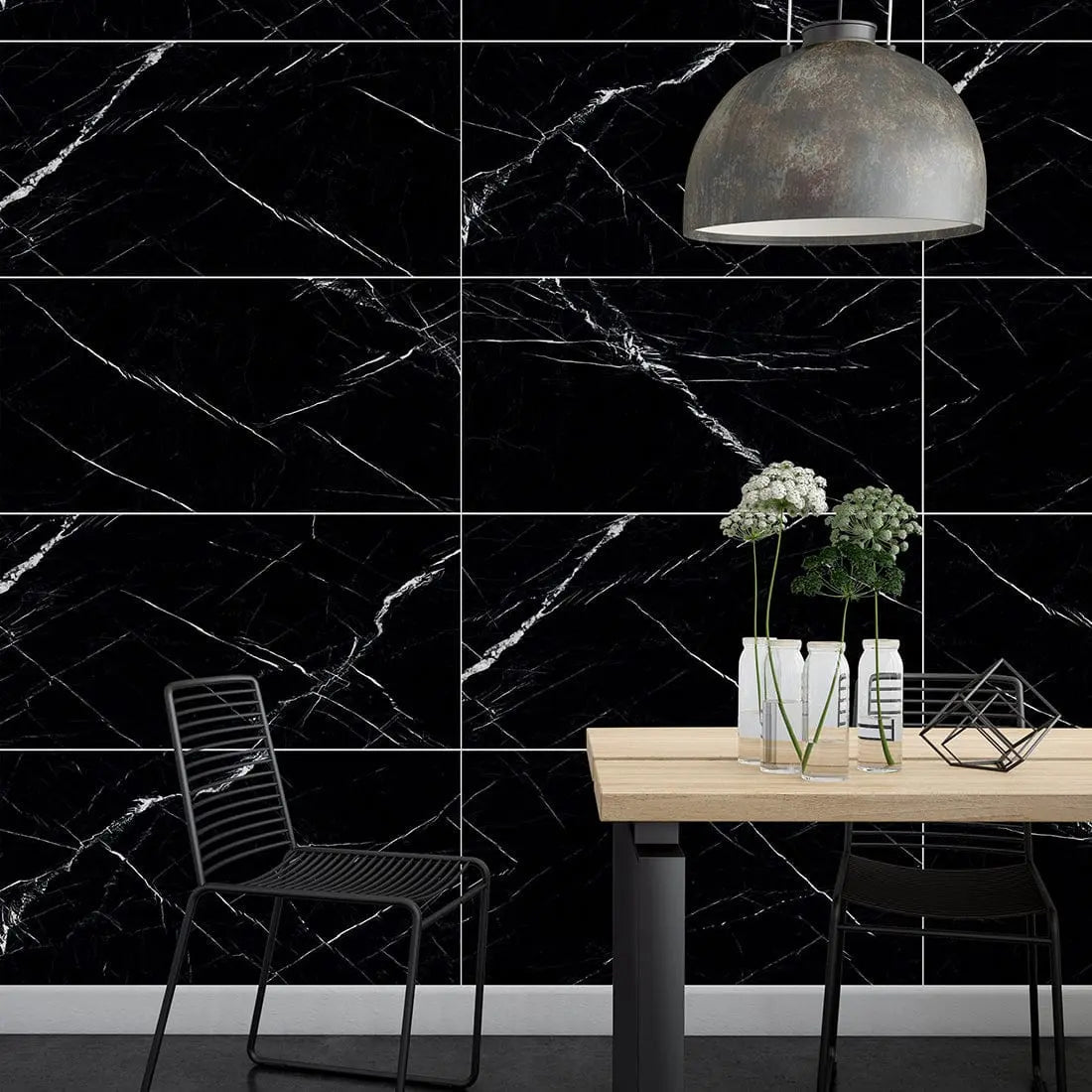 Mercallo Black Polished Porcelain Tile TilesDecor