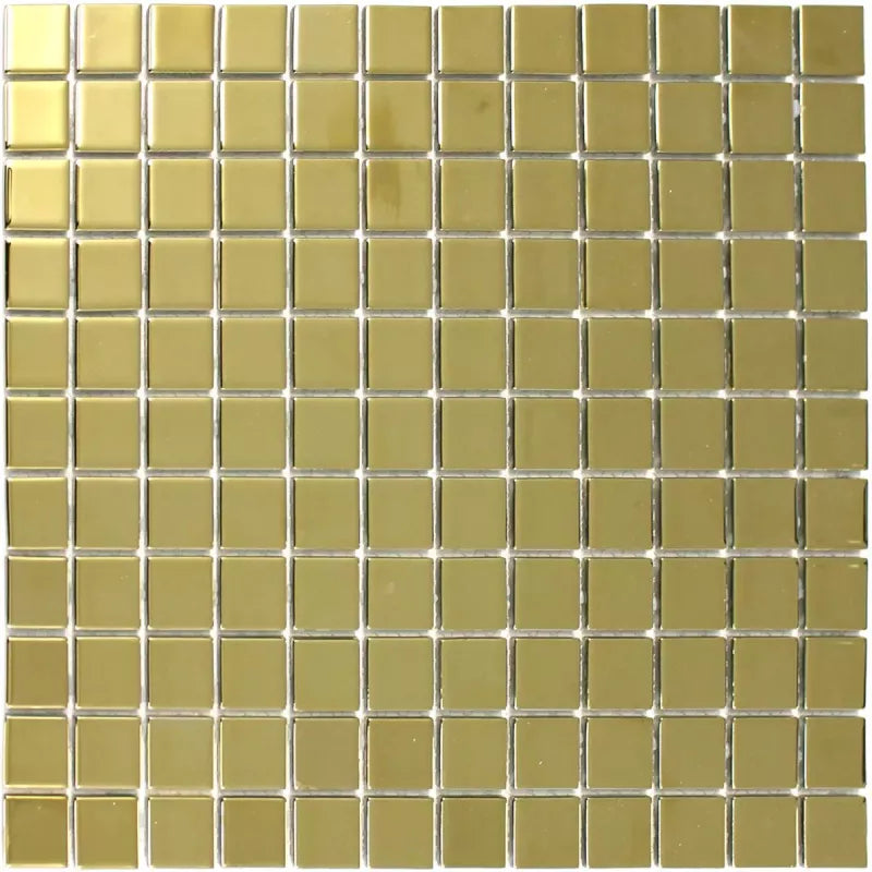 Metallica Gold Glass Square Wall Mosaic Tile TilesDecor