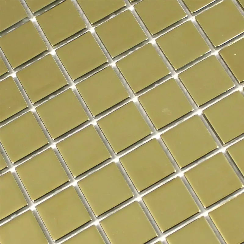 Metallica Gold Glass Square Wall Mosaic Tile TilesDecor