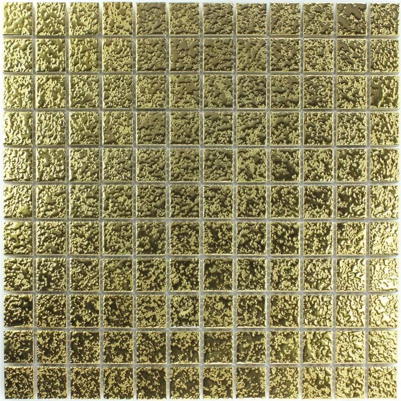 Metallica Lava Gold Textured Square Mosaic Wall Tile TilesDecor