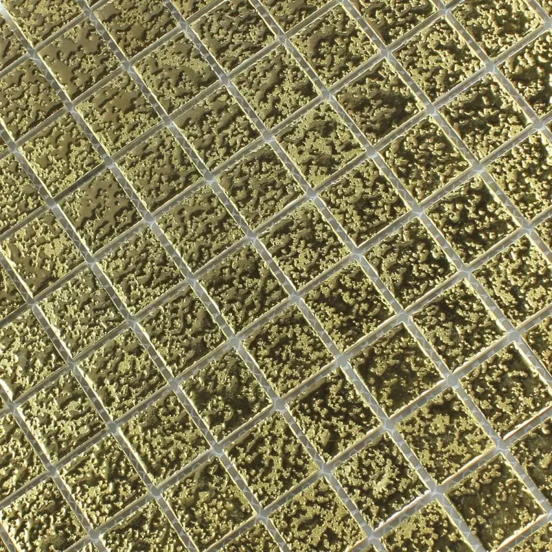 Metallica Lava Gold Textured Square Mosaic Wall Tile TilesDecor
