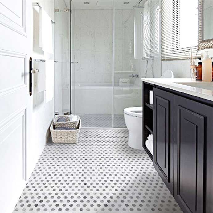 Meteorite Hexagon Authentic White and Grey Marble Mosaic Wall and Floor Tile TilesDecor