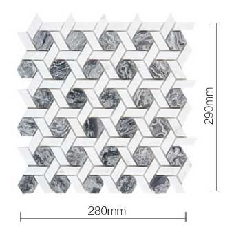 Meteorite Hexagon Authentic White and Grey Marble Mosaic Wall and Floor Tile TilesDecor