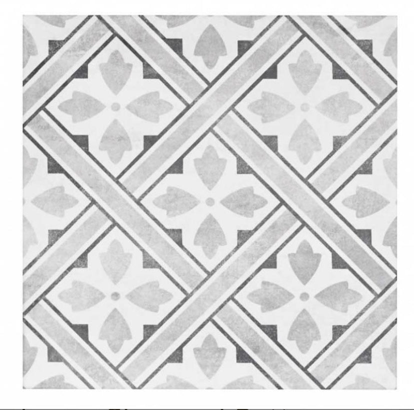 Mr Jones Charcoal Light Grey Wall and Floor Porcelain 33x33cm Pattern Tile TilesDecor