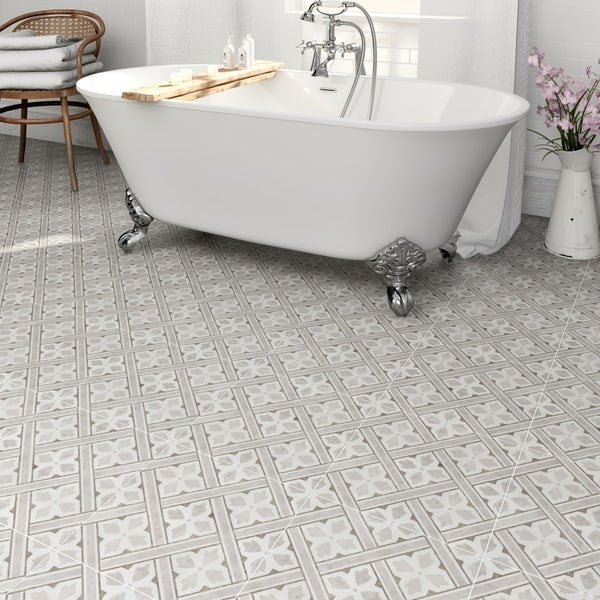 Mr Jones Charcoal Light Grey Wall and Floor Porcelain 33x33cm Pattern Tile TilesDecor