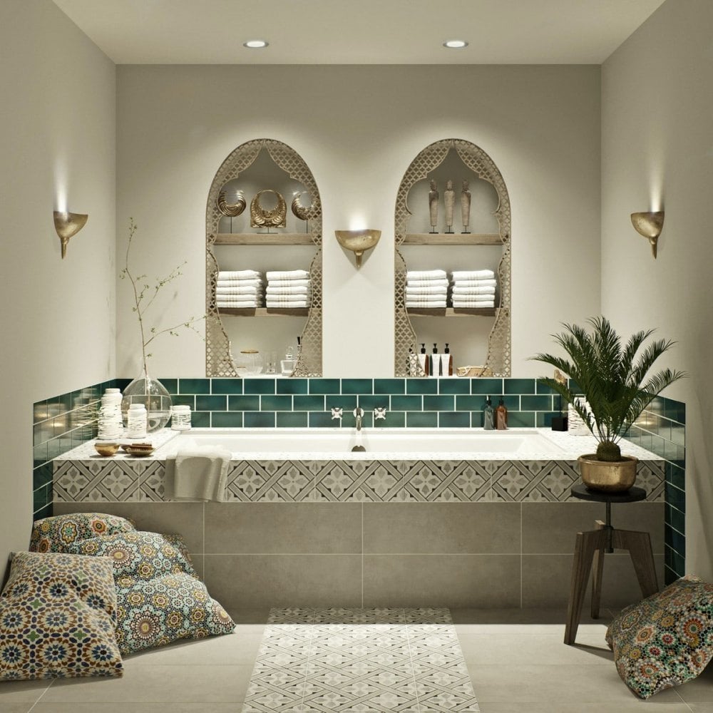 Mr Jones Charcoal Light Grey Wall and Floor Porcelain 33x33cm Pattern Tile TilesDecor
