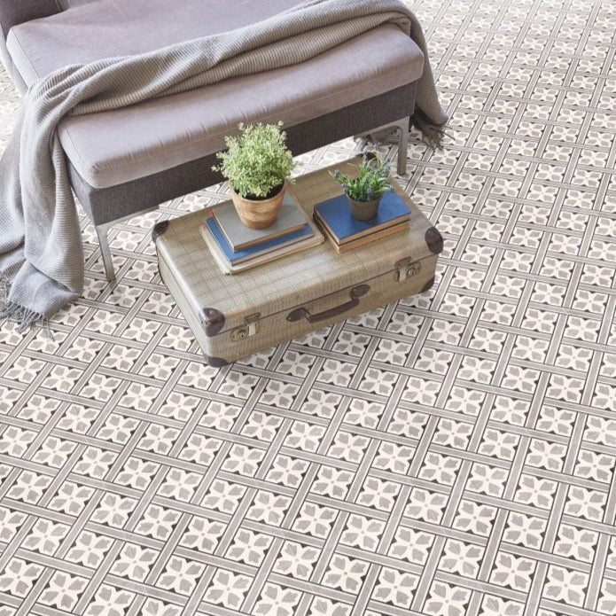 Mr Jones Durham Charcoal Dark Grey Wall and Floor Porcelain 45x45cm Pattern Tile TilesDecor