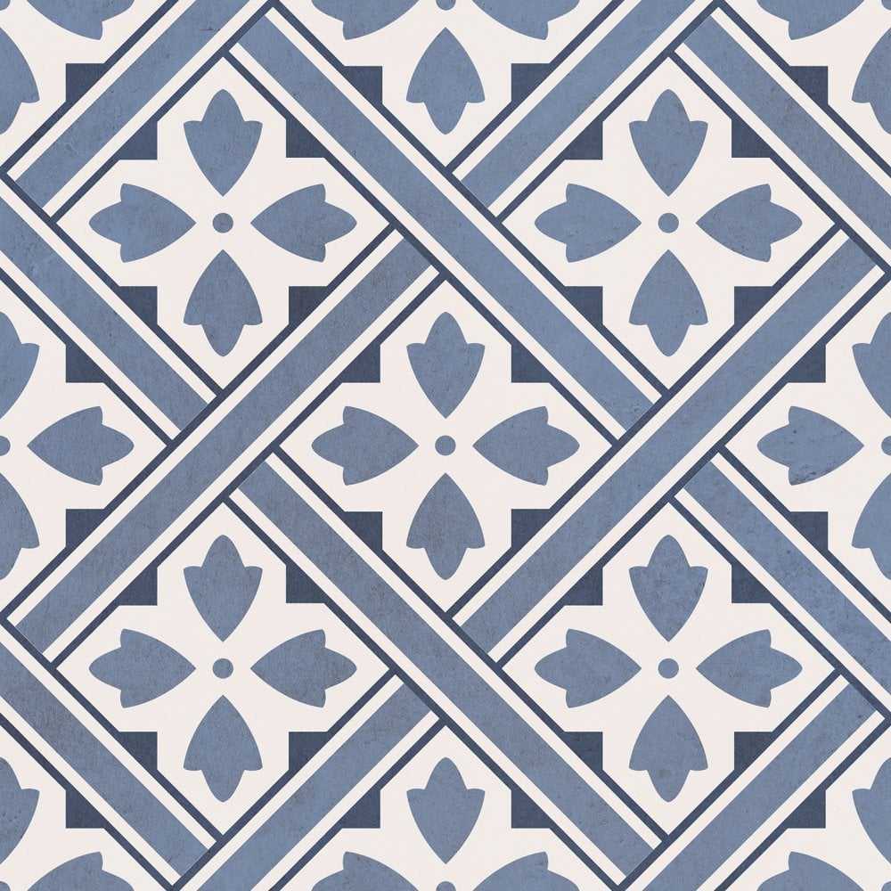 Mr Jones Midnight Dark Blue Wall and Floor Porcelain 33x33cm Pattern Tile TilesDecor