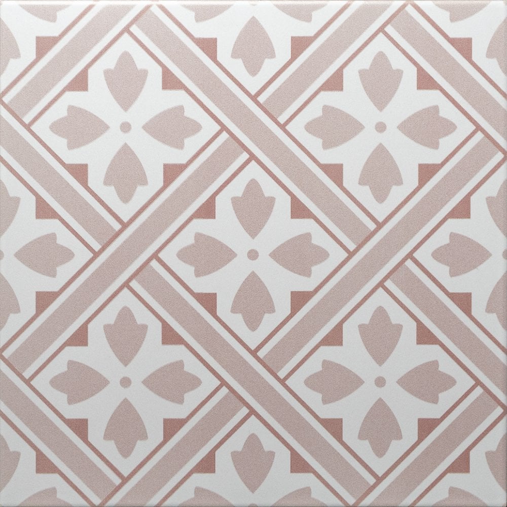 Mr Jones Pink Wall and Floor Porcelain 33x33cm Pattern Tile TilesDecor