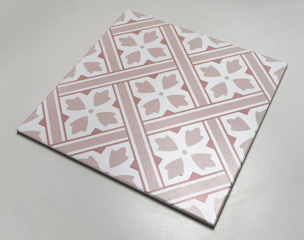Mr Jones Pink Wall and Floor Porcelain 33x33cm Pattern Tile TilesDecor