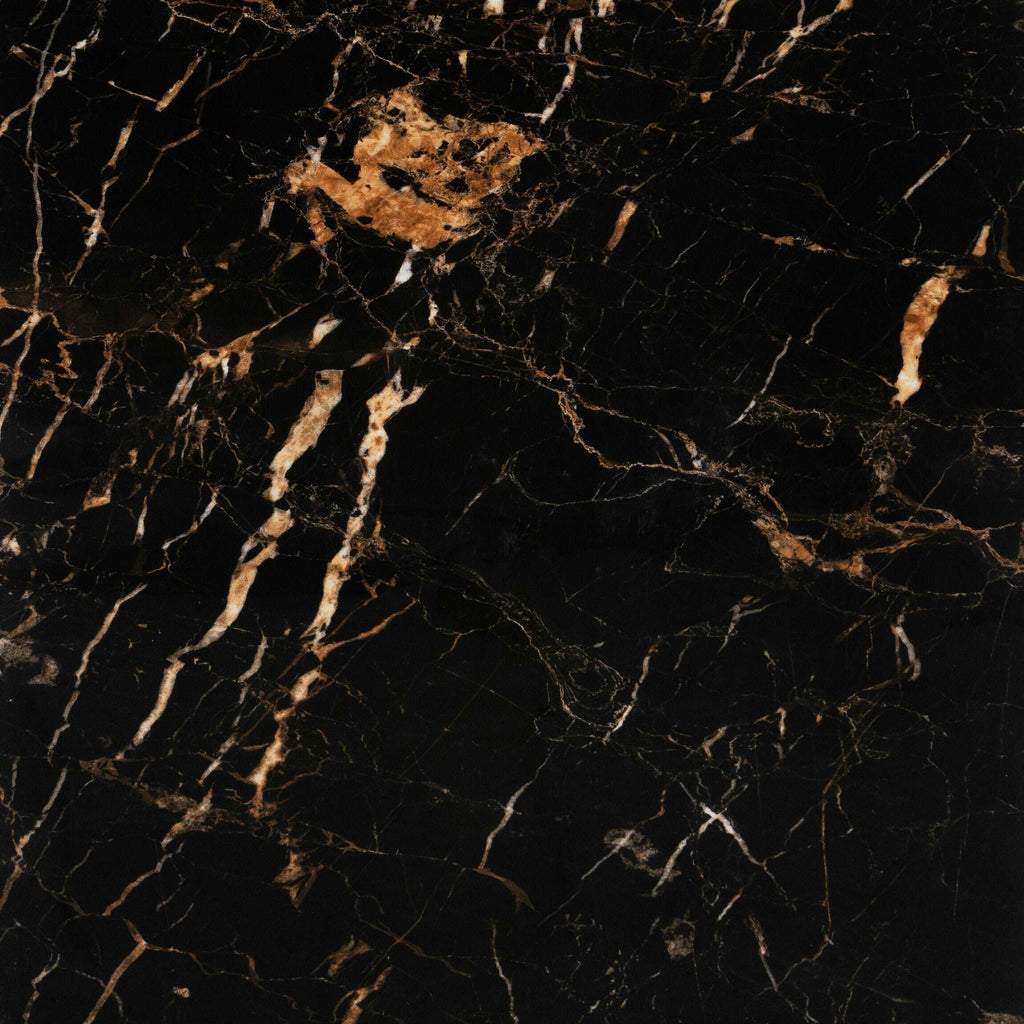 Nero Marquina Black and Gold Polished Marble Effect 600x600mm Floor Tile TilesDecor