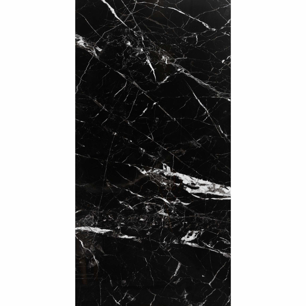 Nero Marquina Black and White Polished Marble Effect 1200x600mm Wall and Floor Tile TilesDecor