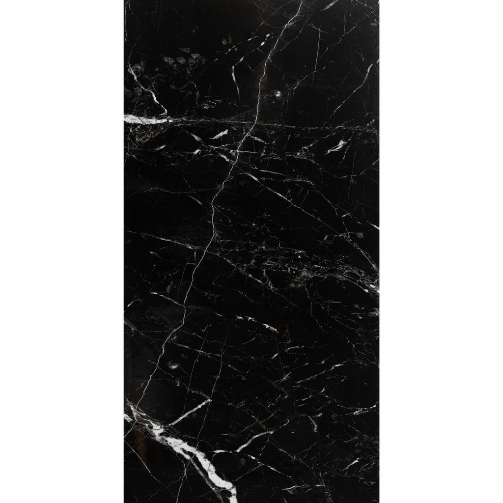 Nero Marquina Black and White Polished Marble Effect 1200x600mm Wall and Floor Tile TilesDecor
