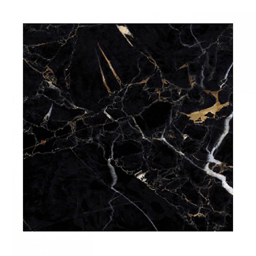 Nero Marquina Mystic Polished Black and Gold Marble Effect 600x600mm Wall and Floor Tile TilesDecor