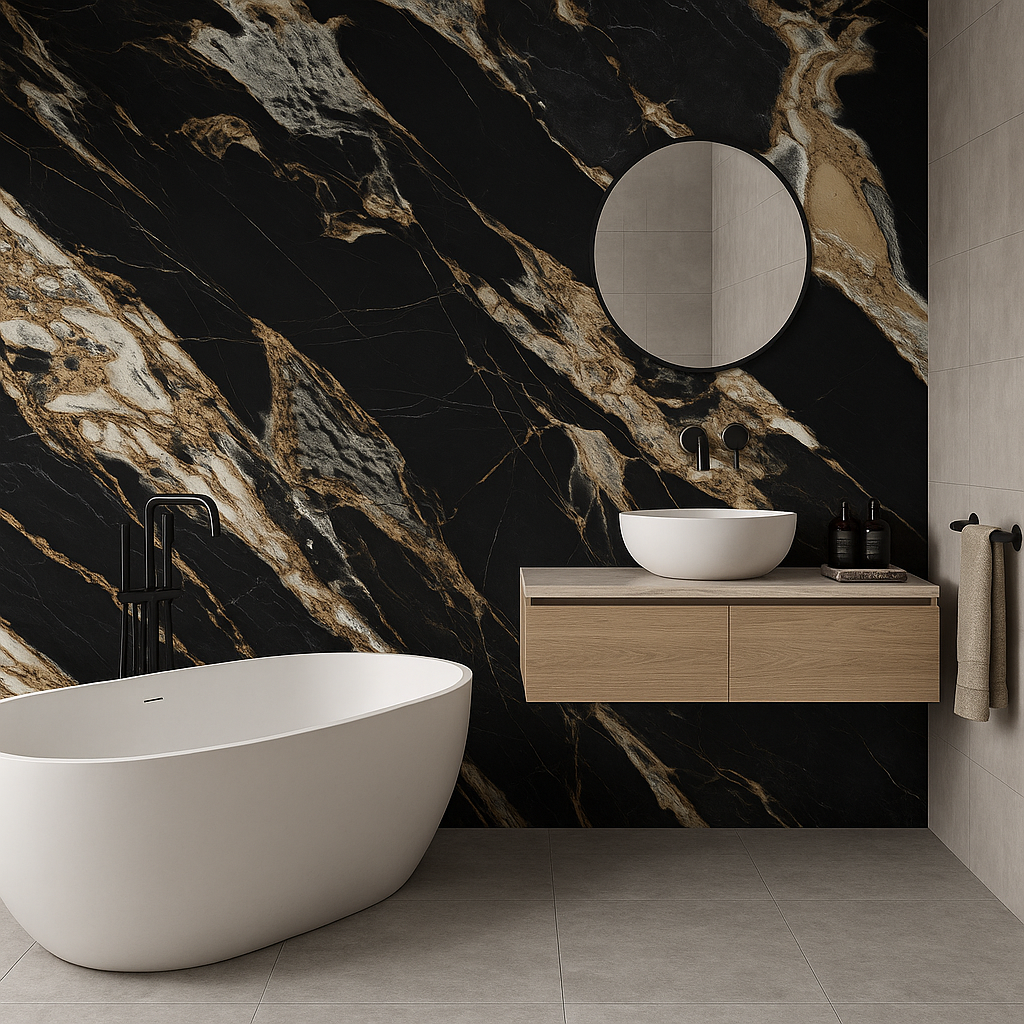 Noir Aurelia Black Marble Effect XL 1200x600mm Wall and Floor Tile TilesDecor