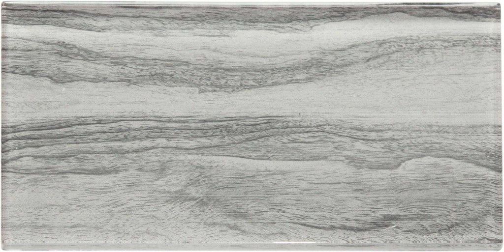 Oasis Wave Grey Wood Effect Glass Metro 75x150mm Wall Tile TilesDecor