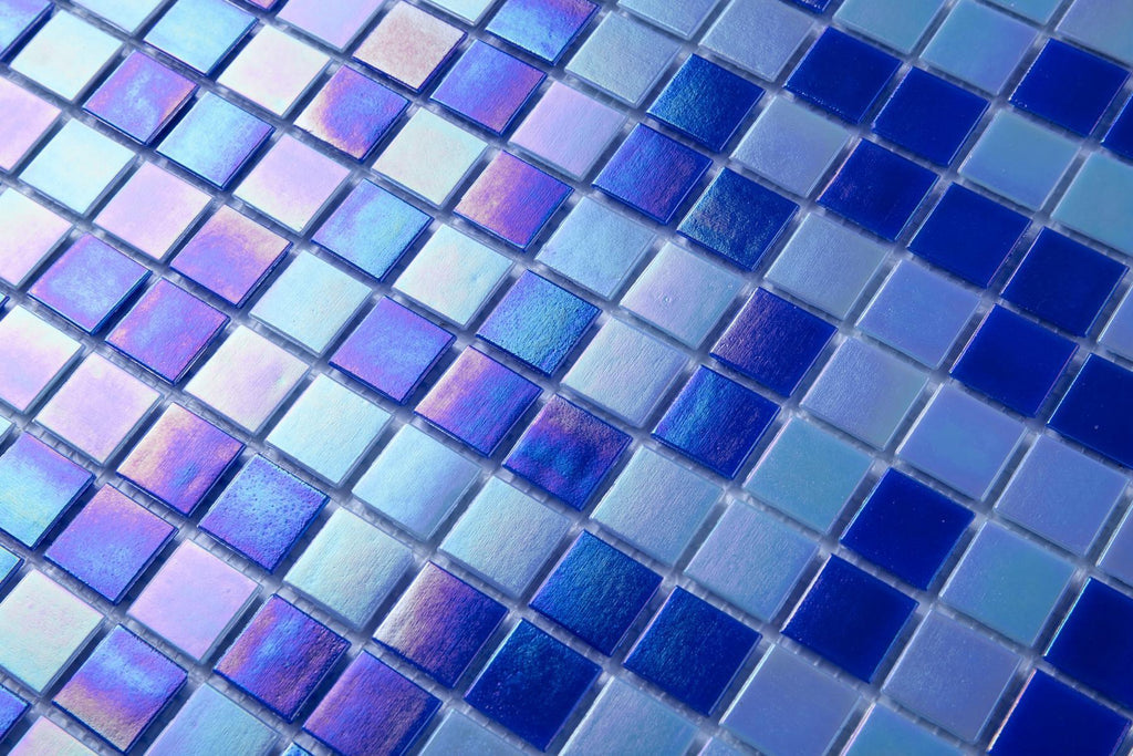 Ocean Blue and White Glass Square Wall Mosaic Tile TilesDecor