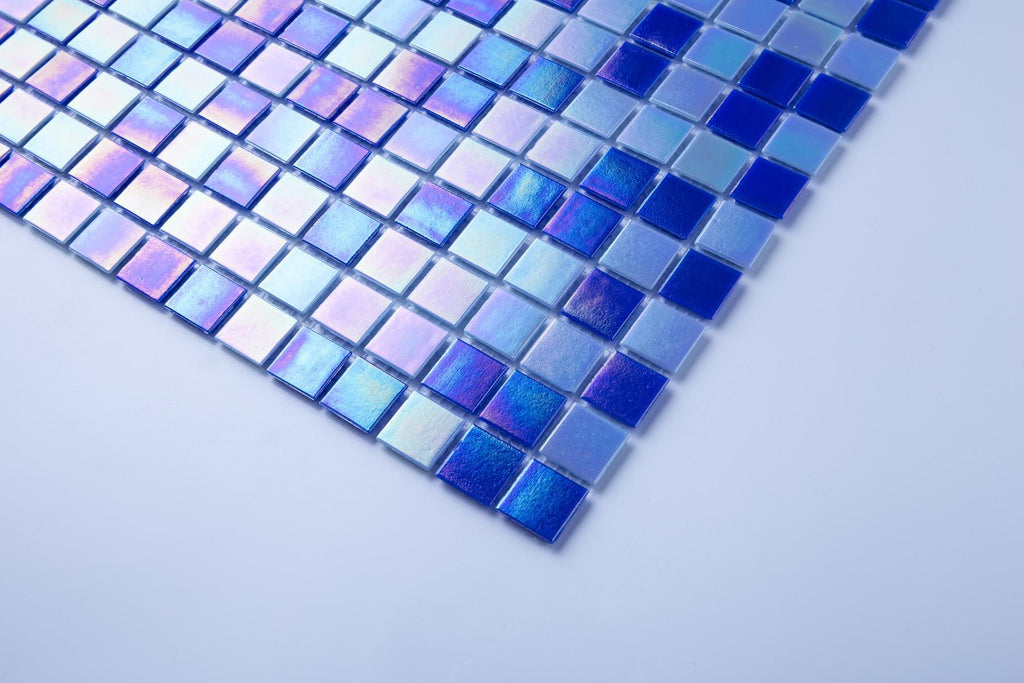 Ocean Blue and White Glass Square Wall Mosaic Tile TilesDecor
