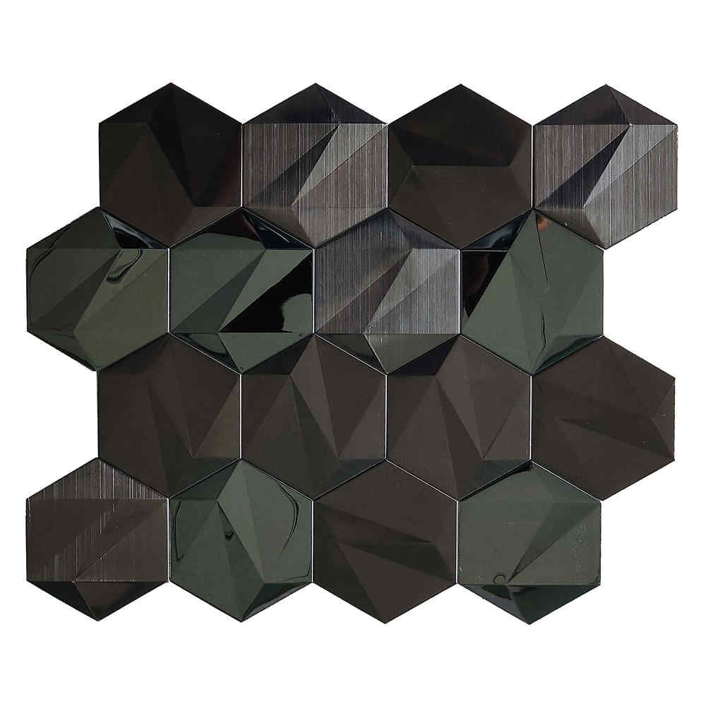 Onyx Black Hexagon 3D Wall Mosaic Tile TilesDecor