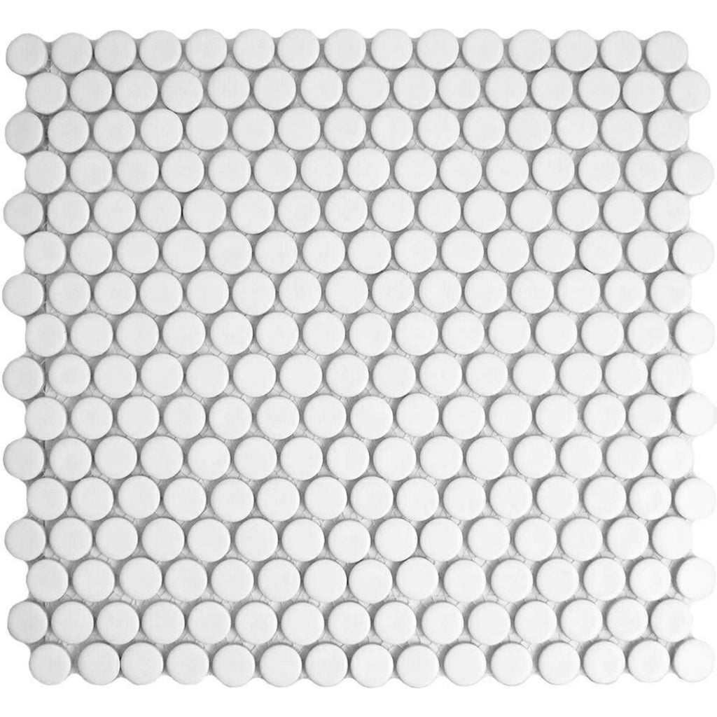 Penny Gloss White Circle Mosaic Wall and Floor Tile TilesDecor