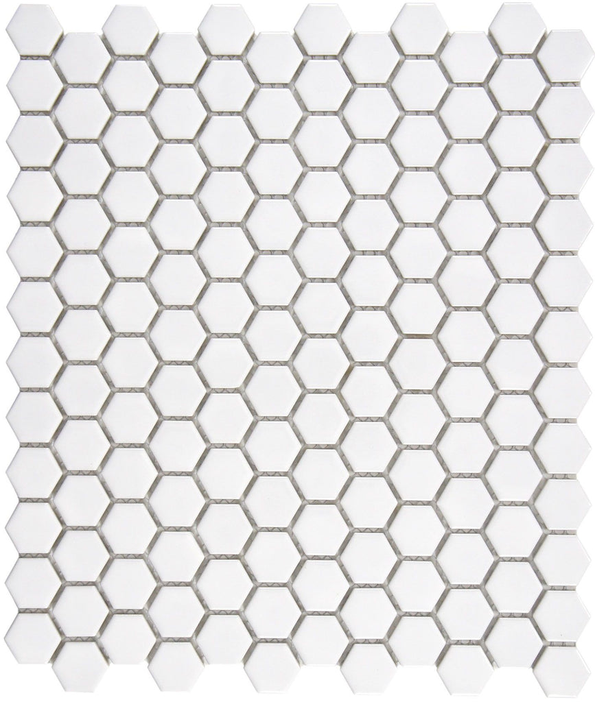 Penny Matt White Hexagon Porcelain Floor and Wall Mosaic 300x260mm Tile TilesDecor