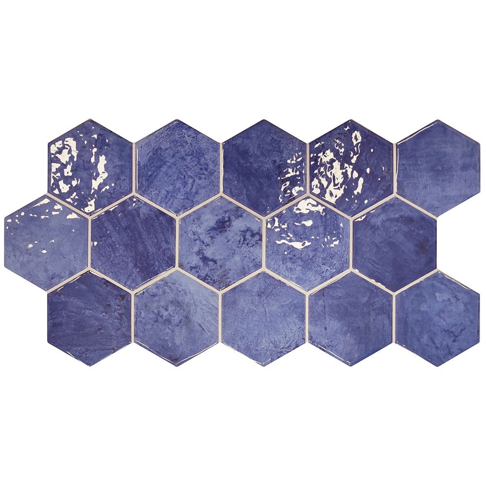 Portofino Blue Hexagon Polished Porcelain 510x265mm Wall Tile TilesDecor