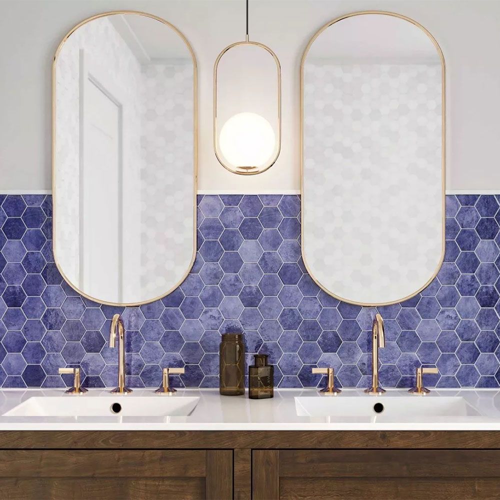 Portofino Blue Hexagon Polished Porcelain 510x265mm Wall Tile TilesDecor