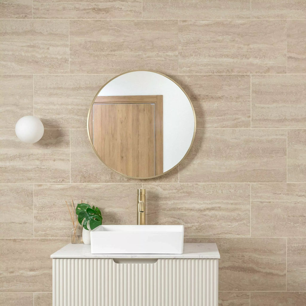Serenity Sandstone Ivory Matt Stone Effect Porcelain Wall and Floor 600x300mm Tile TilesDecor