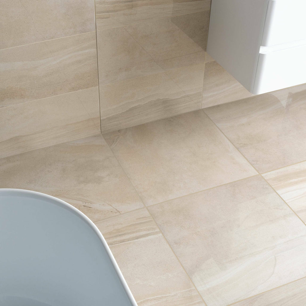 Serenity Sandstone Stone Effect Polished Porcelain 600x600mm Floor Tile TilesDecor