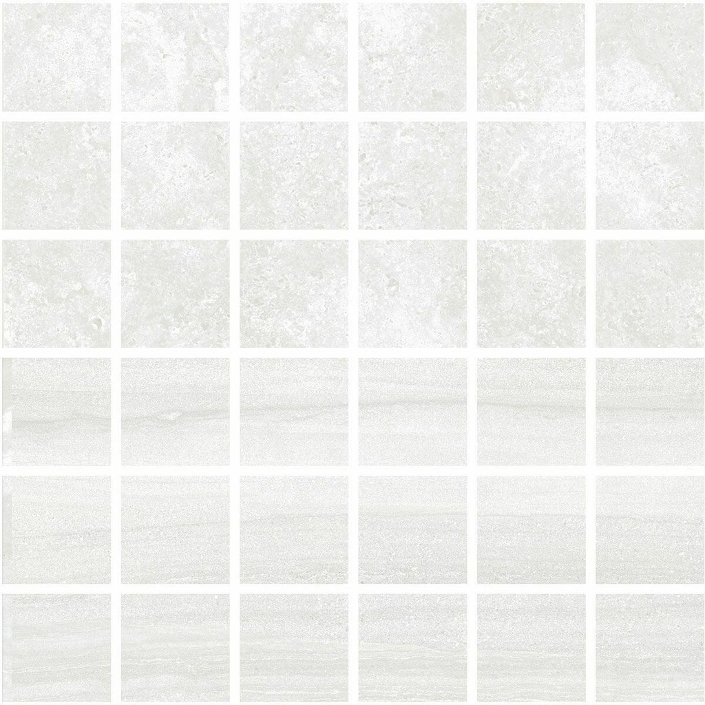 Spaces Ice Grey Stone Effect Square Mosaic Sheet 300x300mm Floor and Wall Tile TilesDecor