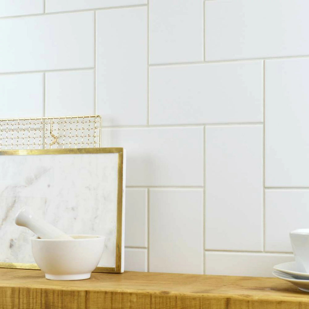Spellbound White Matt Flat Metro Subway Ceramic Wall 100x200mm Tile TilesDecor