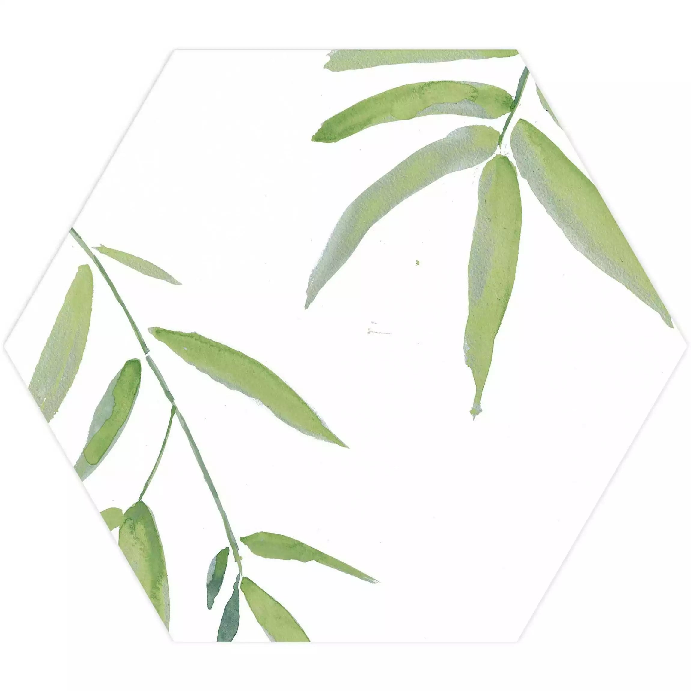 Tropical Forest Green Leaf Pattern Hexagon 333x285mm Pattern Wall and Floor Porcelain Tile TilesDecor